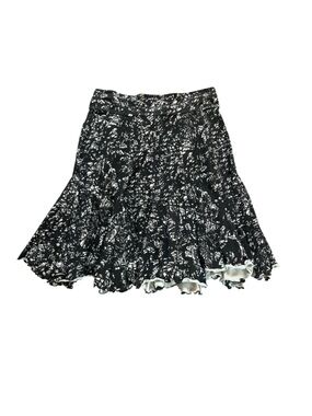 Effies Heart Skirt Knee Length Fit Flare Ruffle Hem Women XL Black White Pockets